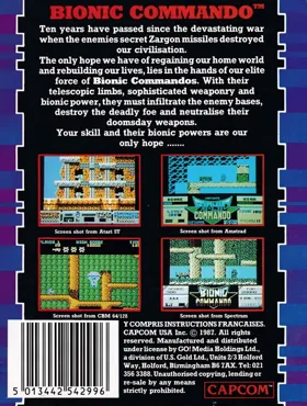 Bionic Commando (UK) (1988) (Version Colour Screen) (Trainer) box cover back